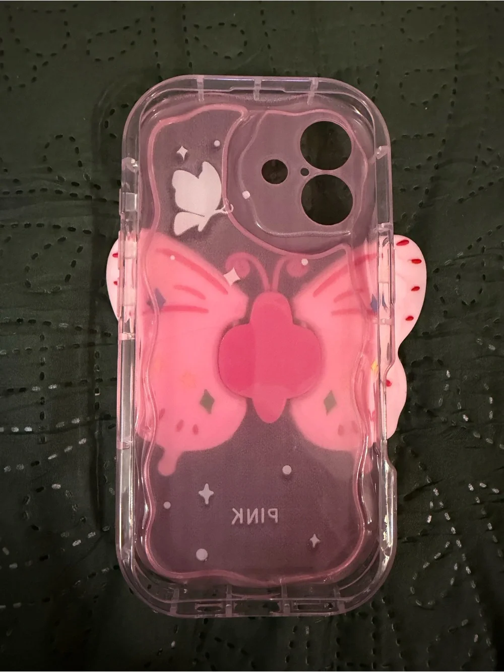Pink Butterfly iphone 16 Phone Case with Grip